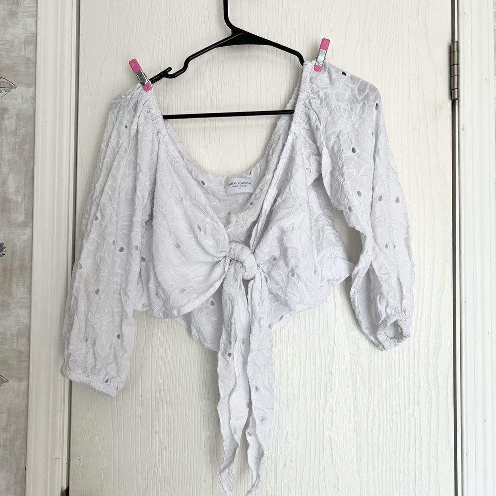 Kathe Zapata Eyelet Cropped Blouse